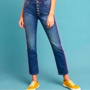 Anthropologie Pilcro red stripe straight leg ankle jeans 26